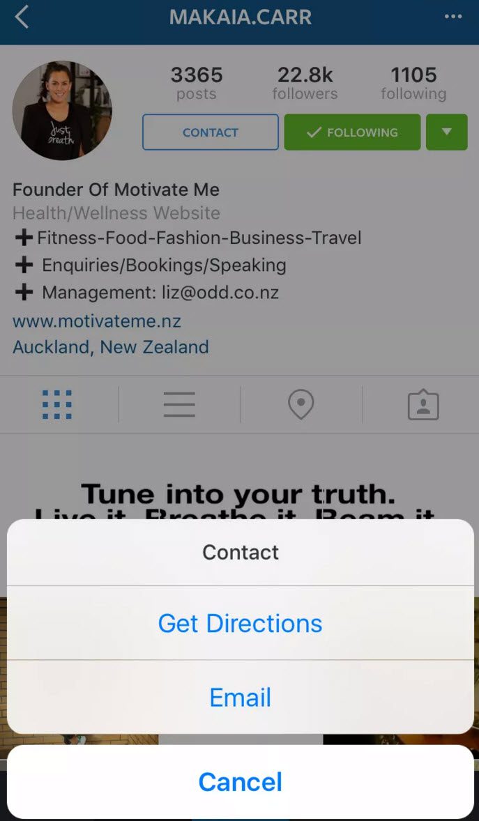 Instagram Contact Button