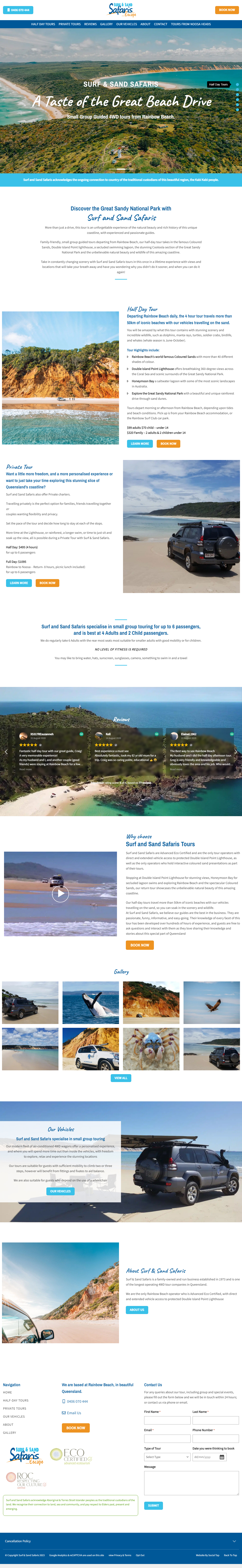Hospitality Tourism Website Design Surf And Sand Safaris