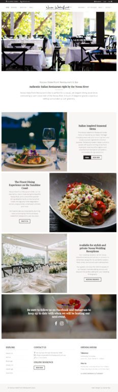 Hospitality Tourism Website Design Noosa Waterfront Restaurant Bar