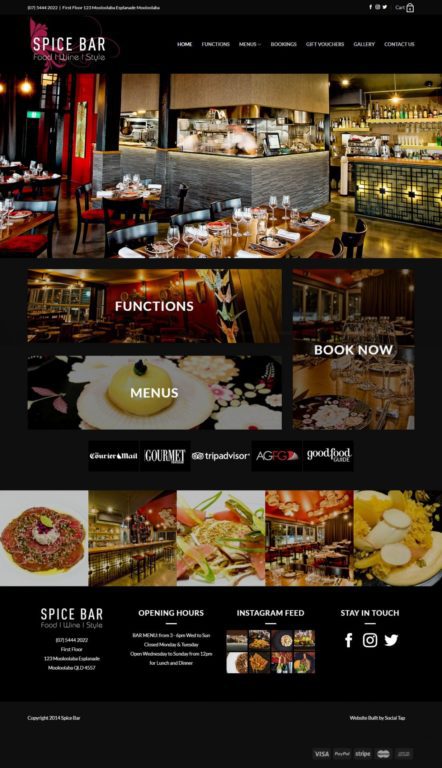 Hospitality Tourism Website Design Spice Bar