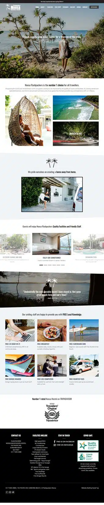 Our Work Hospitality Tourism Website Design Flashpackers Noosa