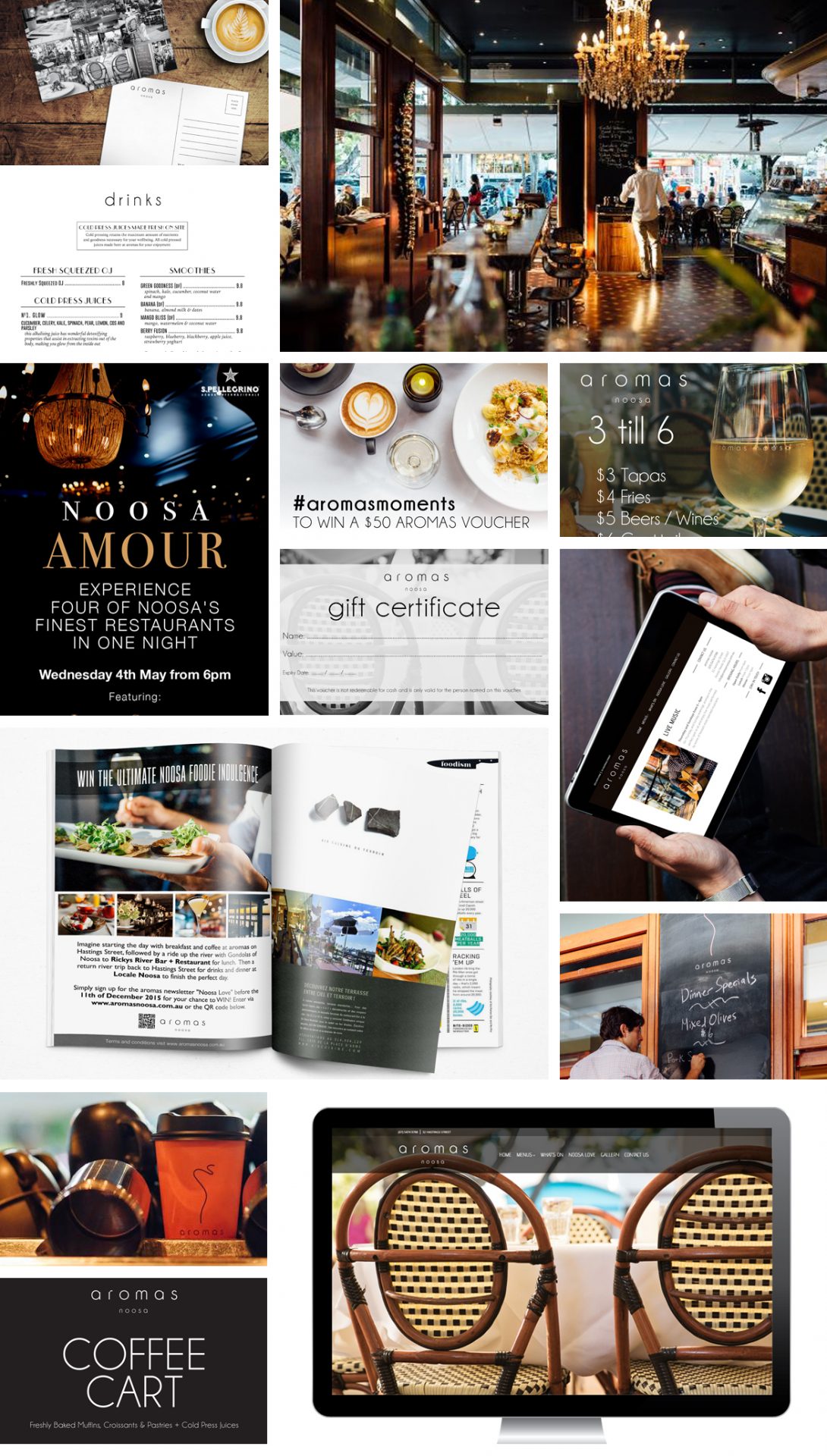 Restaurant Graphic Design Examples - Aromas Noosa