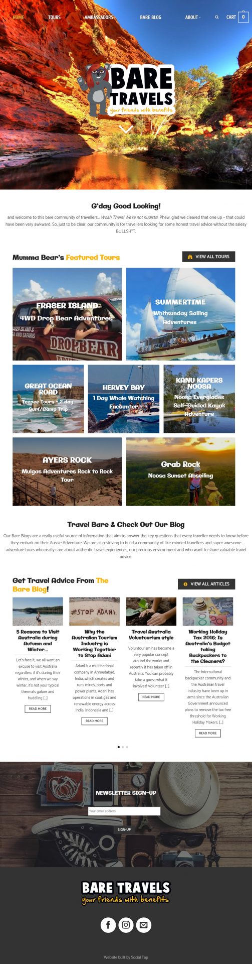 Hospitality Tourism Website Design Bare Travels