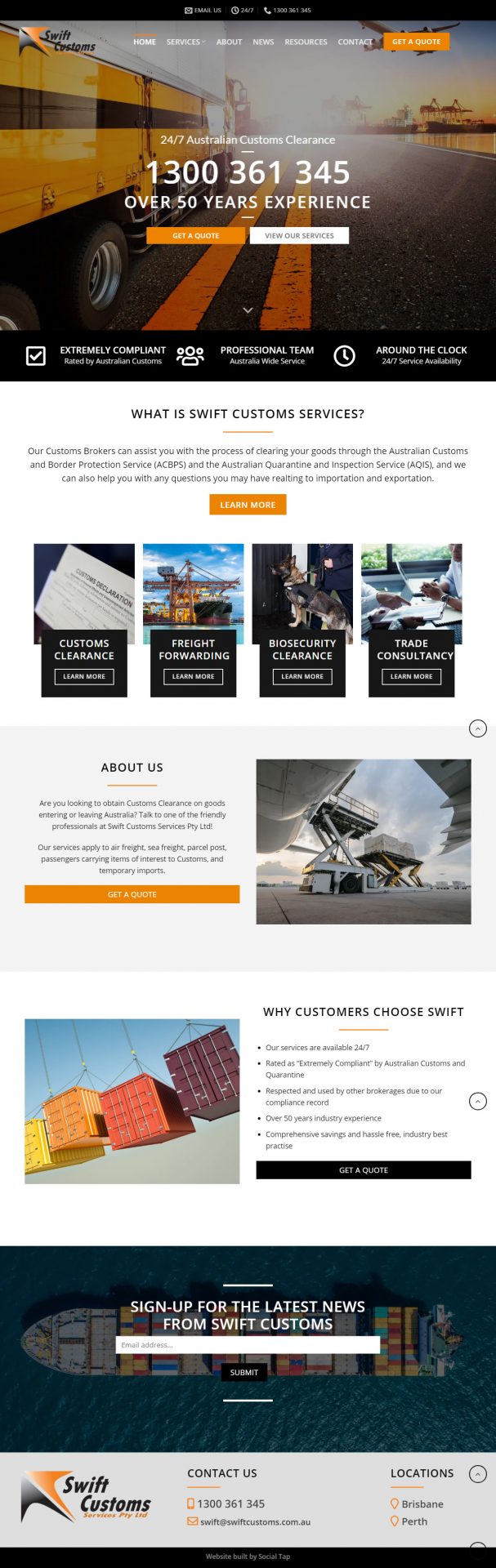 Hospitality Tourism Website Design Swift Customs