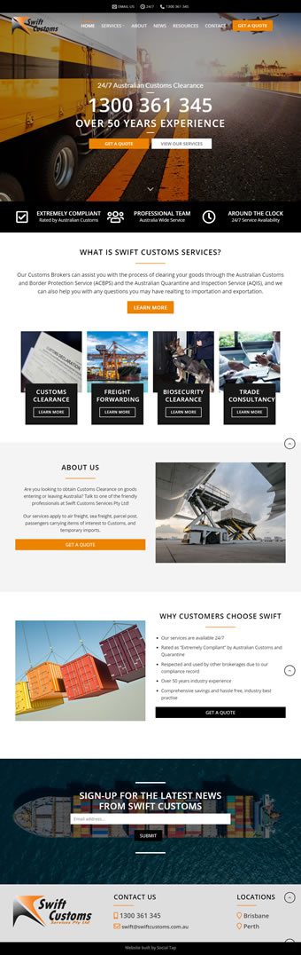Our Work Hospitality Tourism Website Design Swift Customs