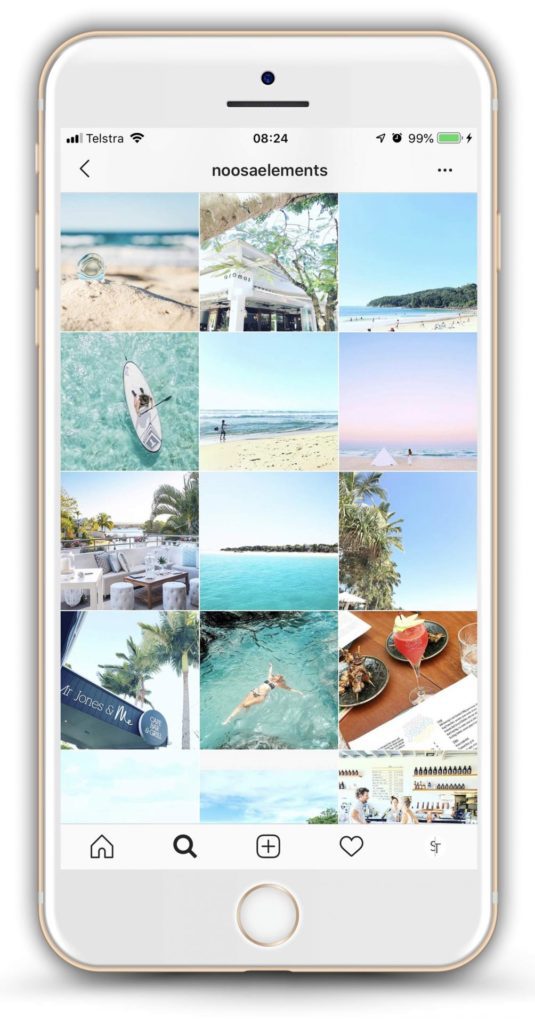 iPhone showing Instagram feed for Social Media Management In Noosa - social media marketing agency