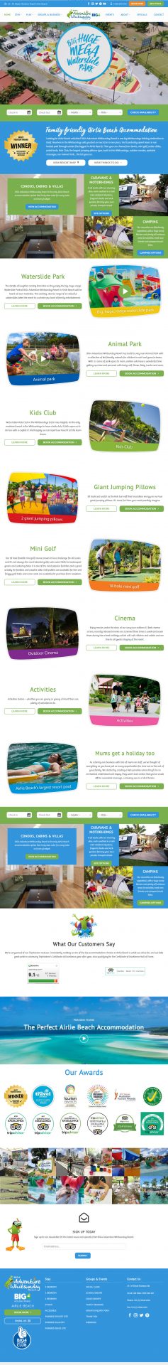 Hospitality Tourism Website Design Big4 Adventure Whitsundays Resort