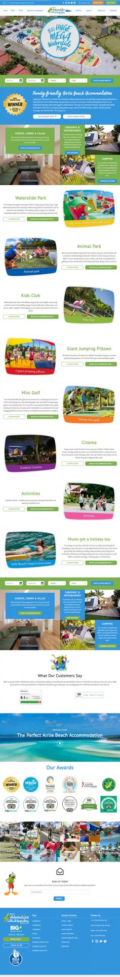 Our Work Hospitality Tourism Website Design Big4 Adventure Whitsundays Resort