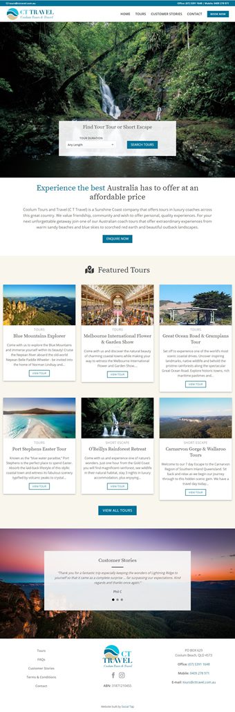 Our Work Hospitality Tourism Website Design Coolum Tours And Travel