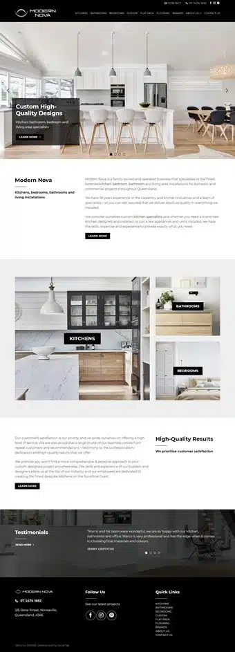 Our Work Hospitality Tourism Website Design Modern Nova Kitchens