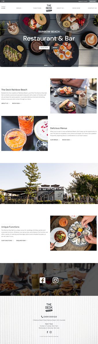 Our Work Hospitality Tourism Website Design The Deck Rainbow Beach