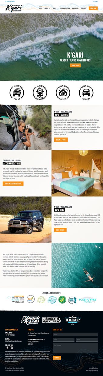 Our Work Hospitality Tourism Website Design K'gari Adventures