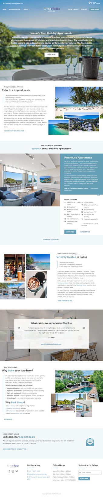 Our Work Hospitality Tourism Website Design The Rise Noosa