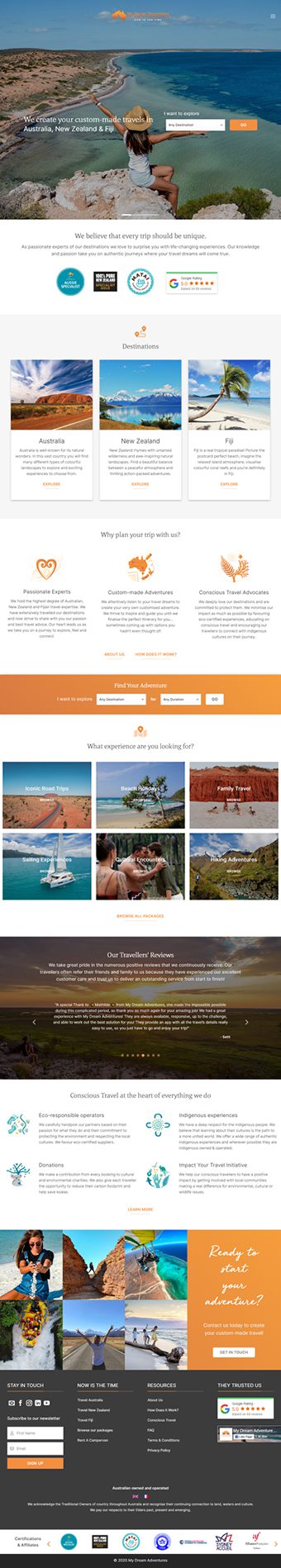 Our Work Hospitality Tourism Website Design My Dream Adventures