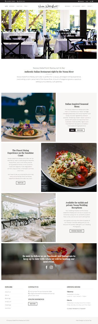 Our Work Hospitality Tourism Website Design Noosa Waterfront Restaurant Bar