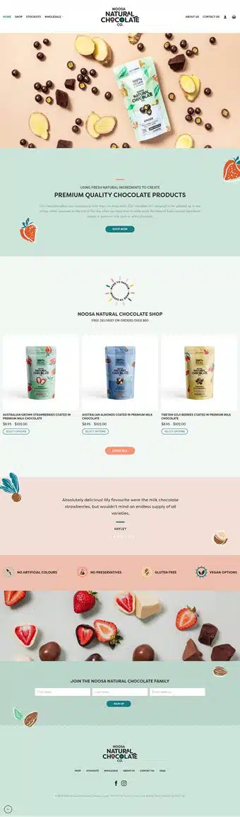 Our Work Hospitality Tourism Website Design Noosa Natural Chocolate