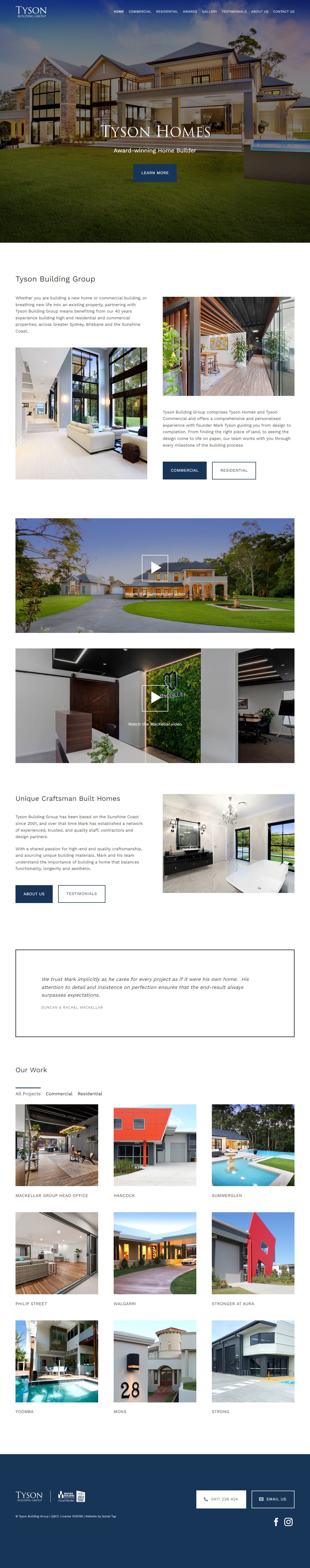 Hospitality Tourism Website Design Tyson Homes And Commercial