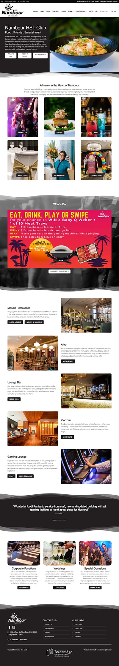 Our Work Hospitality Tourism Website Design Nambour Rsl