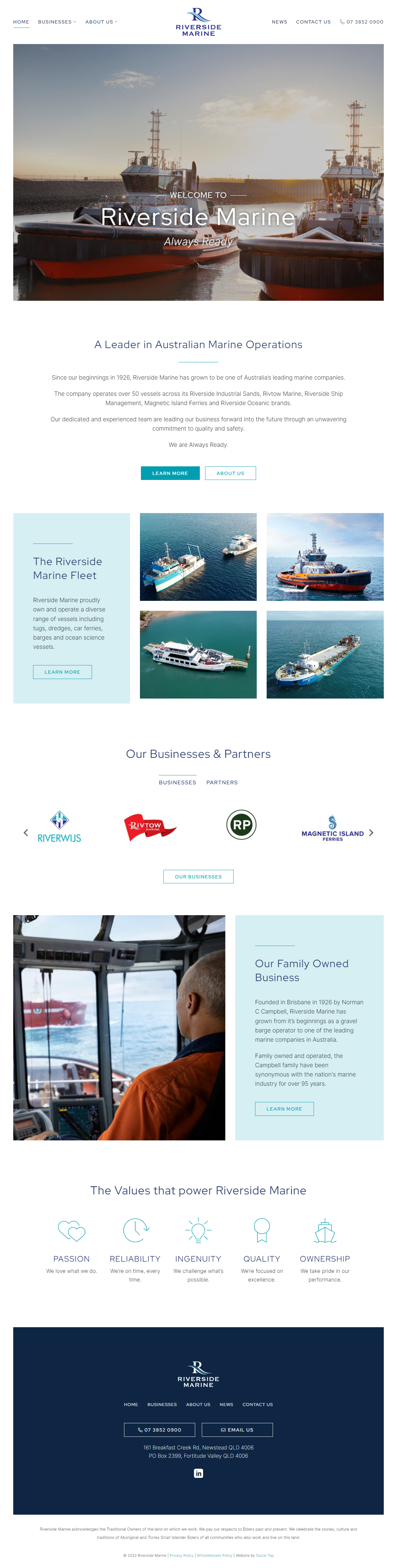 Hospitality Tourism Website Design Riverside Marine