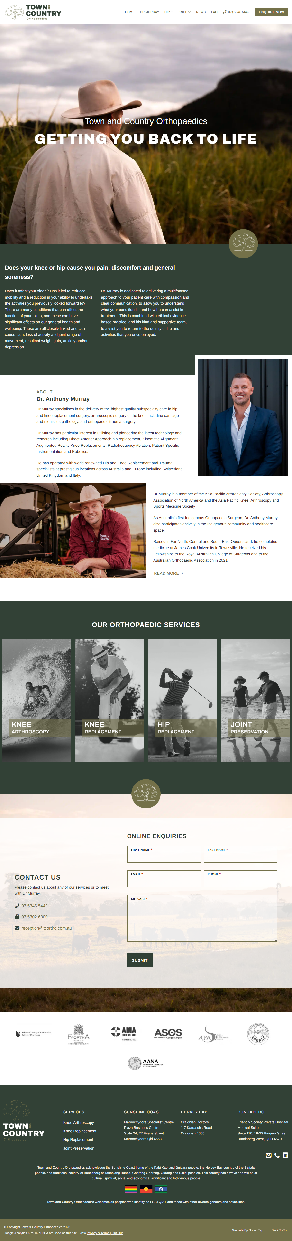 Hospitality Tourism Website Design Town and Country Orthopaedics