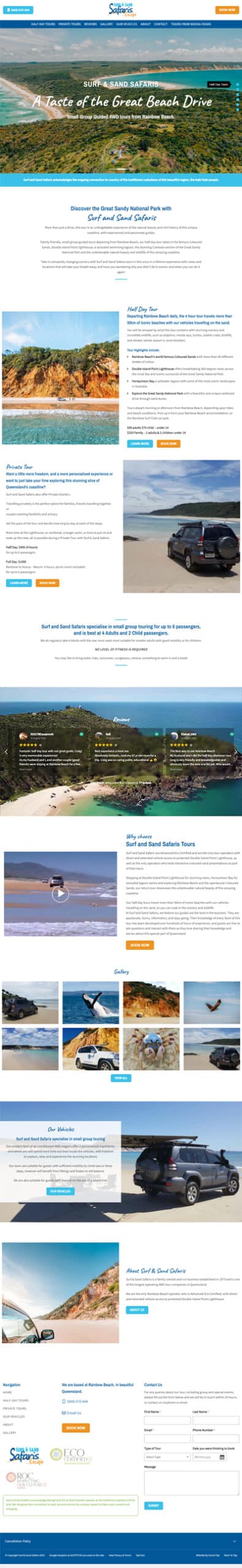 Our Work Hospitality Tourism Website Design Surf And Sand Safaris