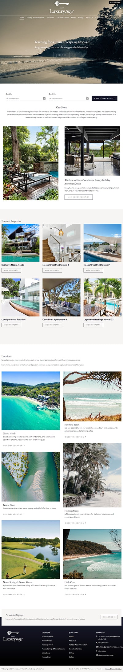 Our Work Hospitality Tourism Website Design Noosa Luxury Stays