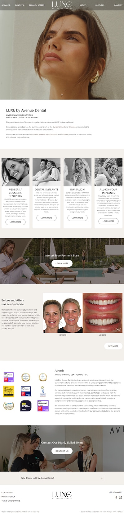 Our Work Hospitality Tourism Website Design Luxe By Avenue Dental