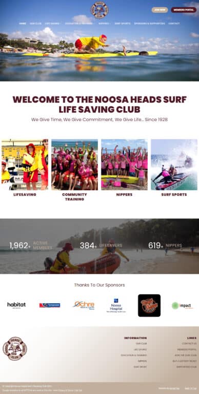 Hospitality Tourism Website Design Noosa Surf Club