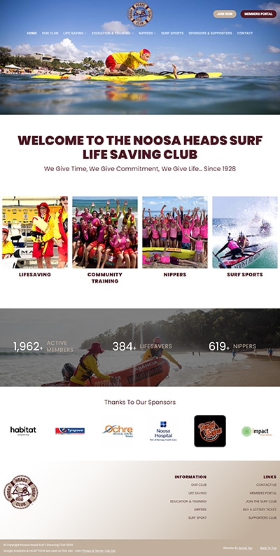 Our Work Hospitality Tourism Website Design Noosa Surf Club